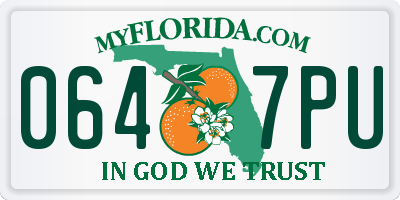 FL license plate 0647PU