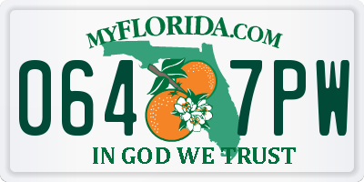 FL license plate 0647PW