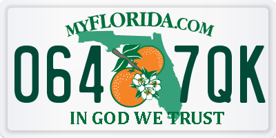 FL license plate 0647QK