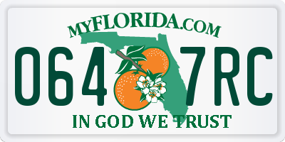 FL license plate 0647RC