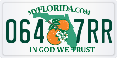 FL license plate 0647RR