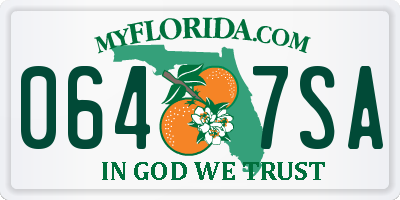 FL license plate 0647SA