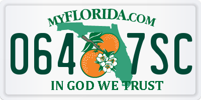 FL license plate 0647SC