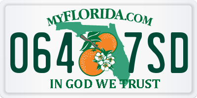 FL license plate 0647SD