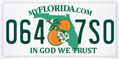 FL license plate 0647SO