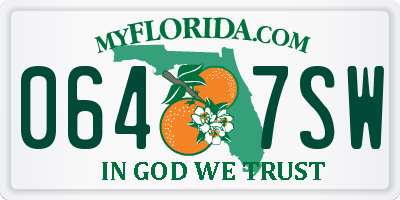 FL license plate 0647SW