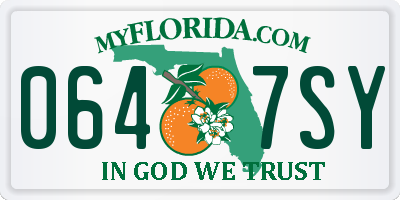 FL license plate 0647SY