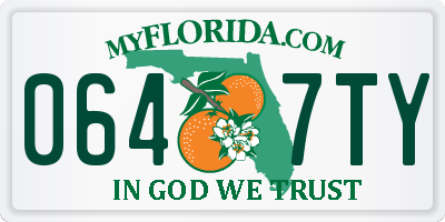 FL license plate 0647TY