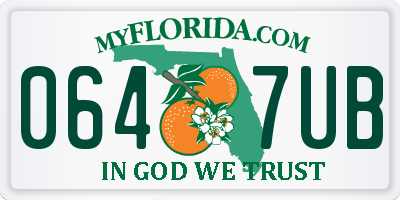 FL license plate 0647UB