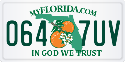 FL license plate 0647UV