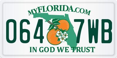 FL license plate 0647WB
