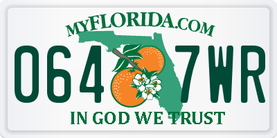 FL license plate 0647WR