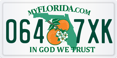 FL license plate 0647XK