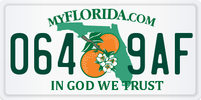 FL license plate 0649AF