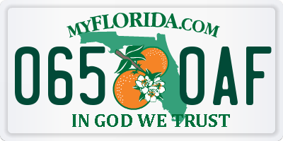 FL license plate 0650AF