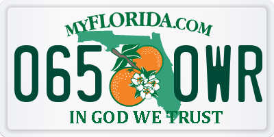 FL license plate 0650WR