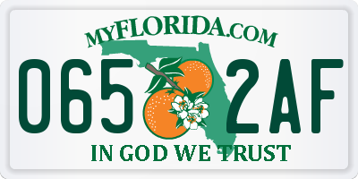 FL license plate 0652AF