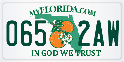 FL license plate 0652AW