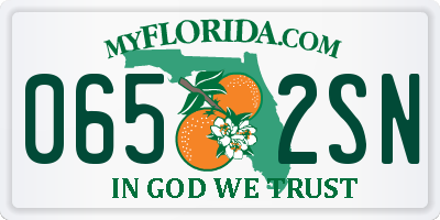 FL license plate 0652SN