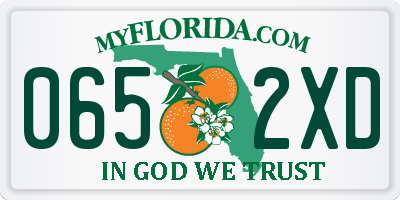 FL license plate 0652XD