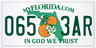 FL license plate 0653AR