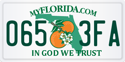 FL license plate 0653FA