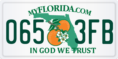 FL license plate 0653FB