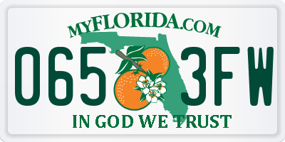 FL license plate 0653FW