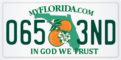 FL license plate 0653ND