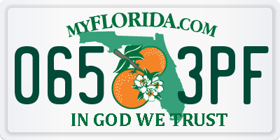 FL license plate 0653PF