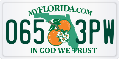 FL license plate 0653PW