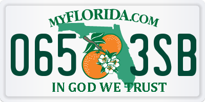 FL license plate 0653SB