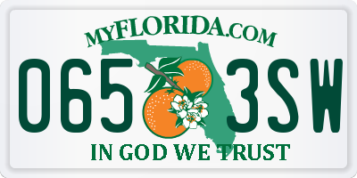FL license plate 0653SW