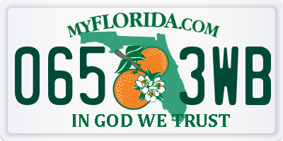 FL license plate 0653WB