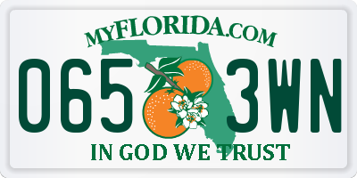 FL license plate 0653WN