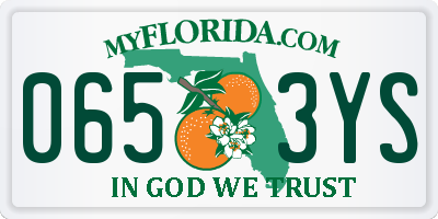 FL license plate 0653YS