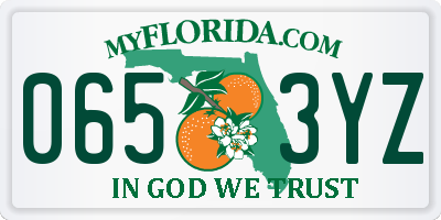 FL license plate 0653YZ