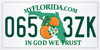 FL license plate 0653ZK