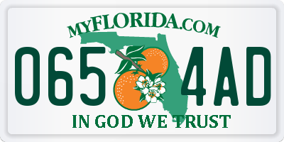 FL license plate 0654AD