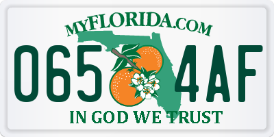 FL license plate 0654AF
