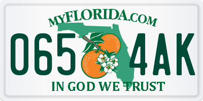 FL license plate 0654AK