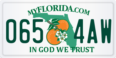 FL license plate 0654AW