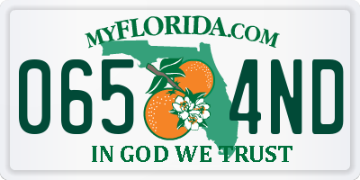 FL license plate 0654ND