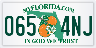 FL license plate 0654NJ