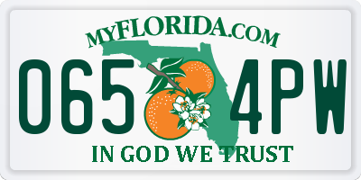 FL license plate 0654PW