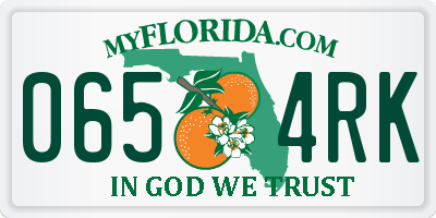 FL license plate 0654RK