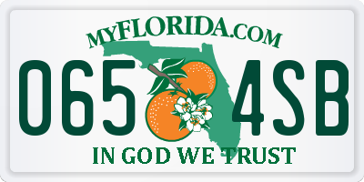 FL license plate 0654SB