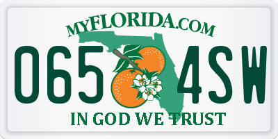 FL license plate 0654SW