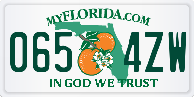 FL license plate 0654ZW