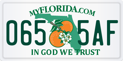 FL license plate 0655AF